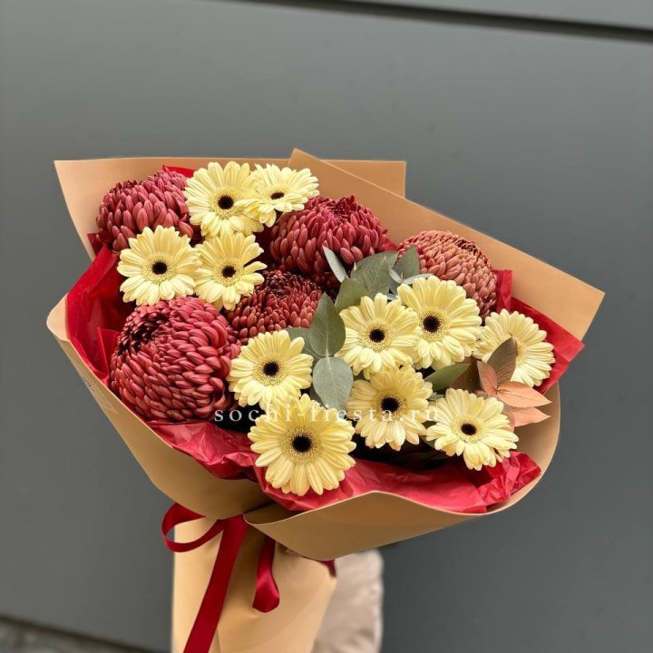 Букет гербер и хризантем Бигуди в Санкт-Петербурге
