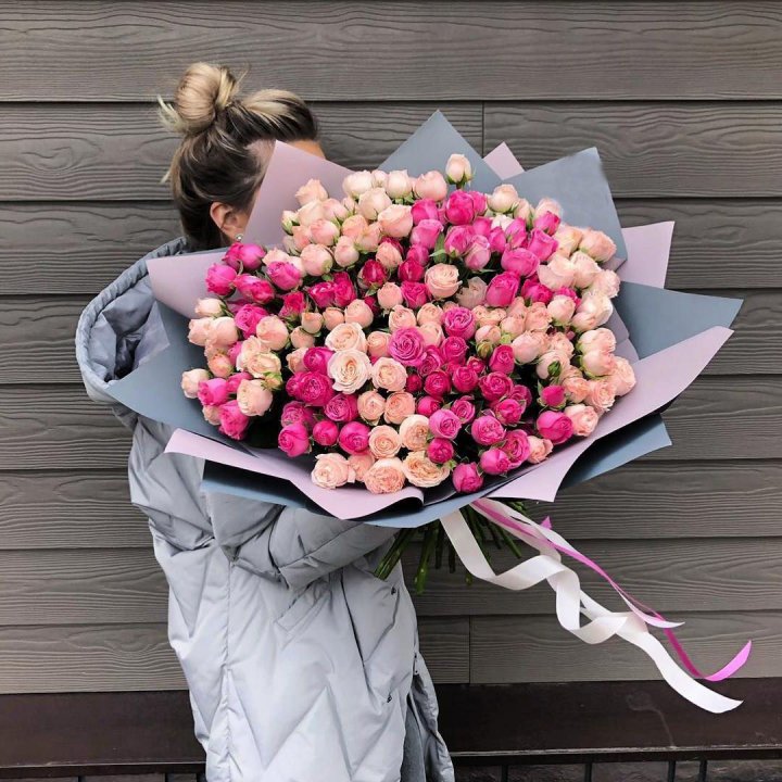55 роз микс кустовых в Санкт-Петербурге