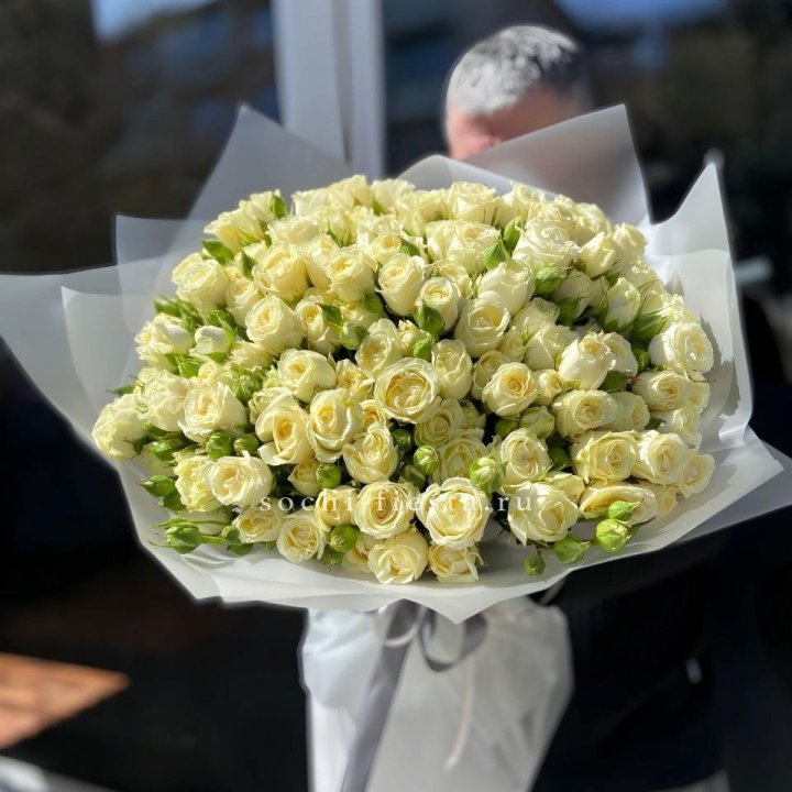 Белые кустовые розы 31 шт в Санкт-Петербурге