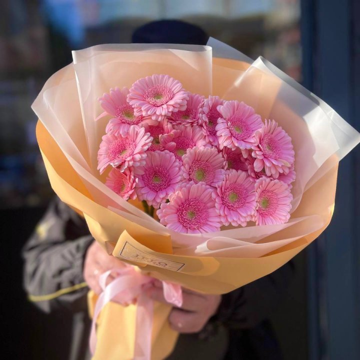 17 розовых гербер  в Санкт-Петербурге