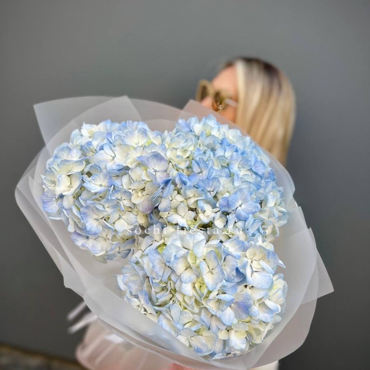 Букет из 3 голубых гортензий  в Санкт-Петербурге