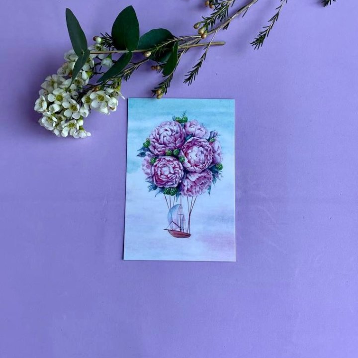 Открытка к букету "Пион" в Санкт-Петербурге