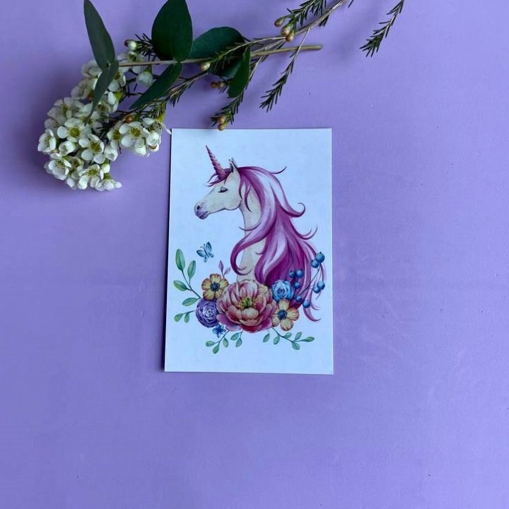 Открытка к букету "Единорог" в Санкт-Петербурге