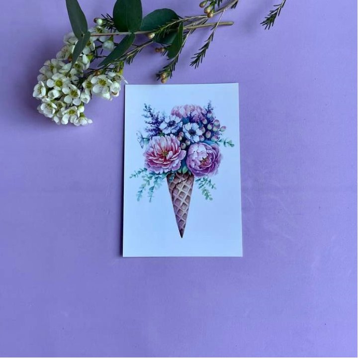 Открытка к букету "Цветочно-кремовый" в Санкт-Петербурге