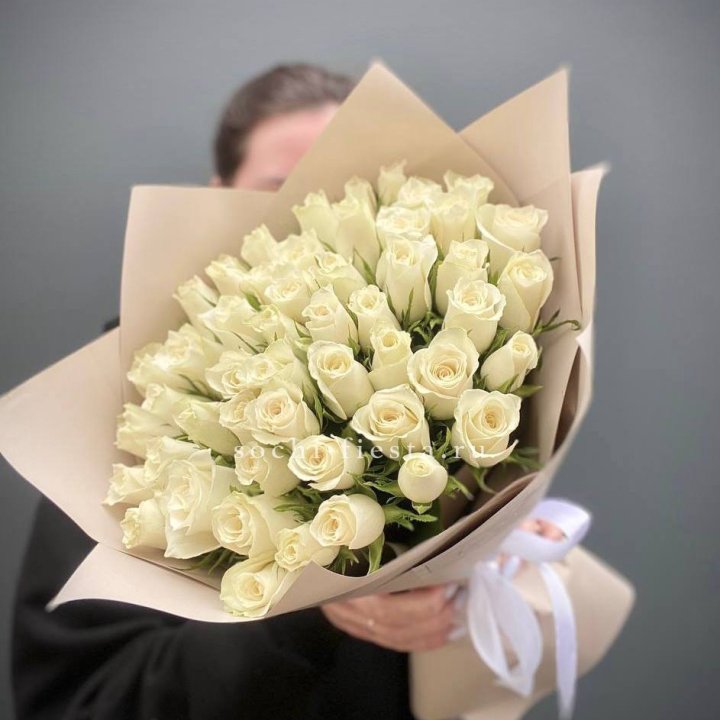 51 белая кенийская роза  в Санкт-Петербурге