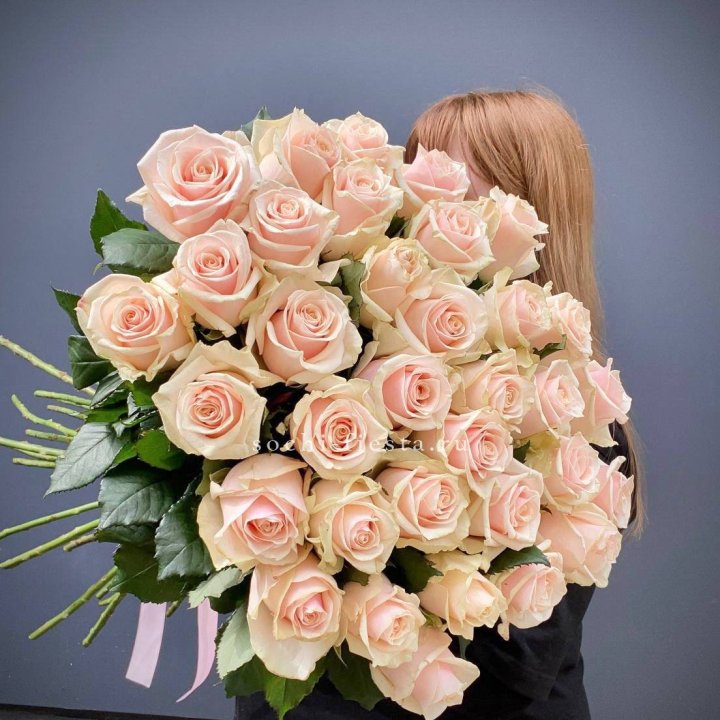 35 кремовых высоких роз в Санкт-Петербурге