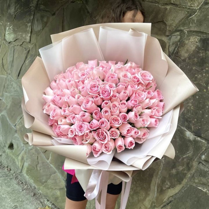 101 нежно-розовая роза Каролина  в Санкт-Петербурге